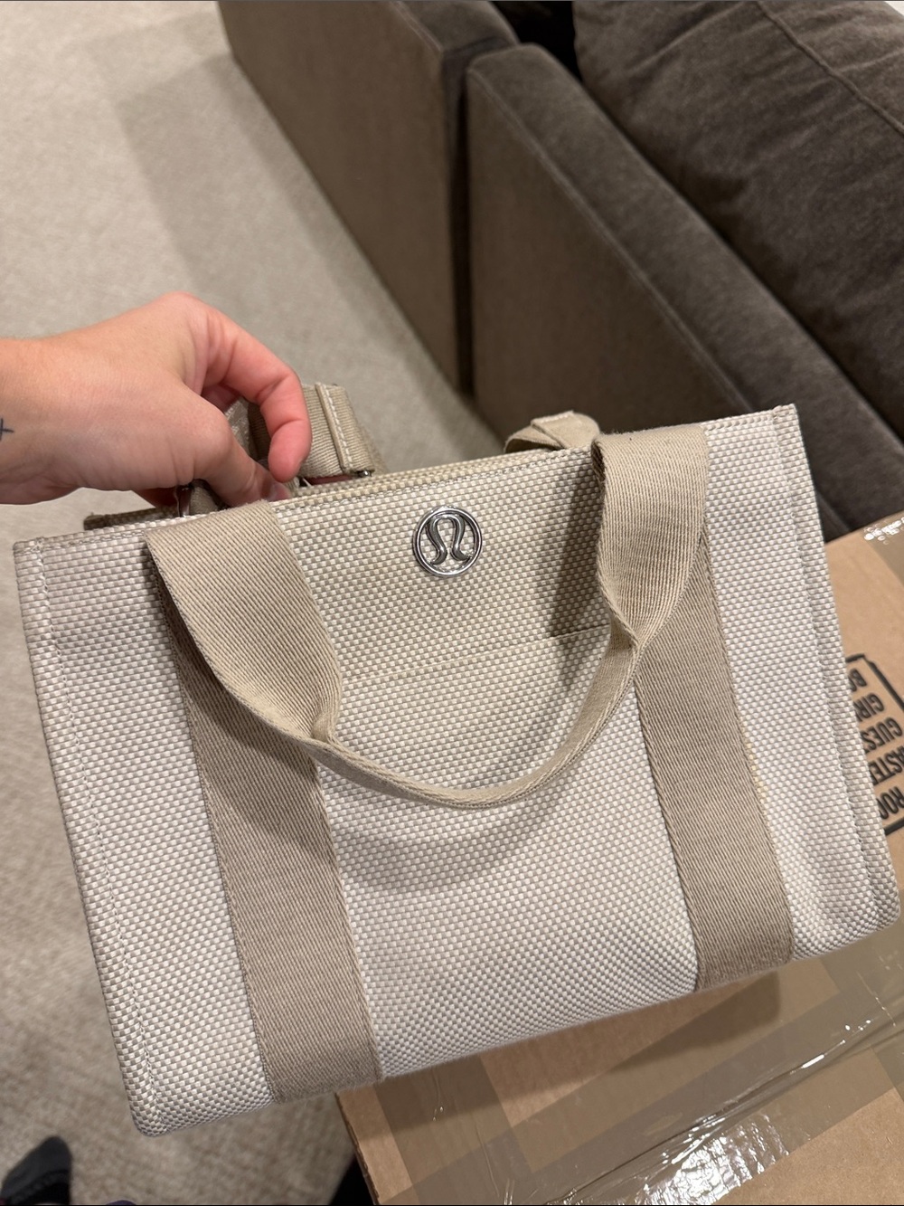 lululemon athletica Beige Canvas Messenger Crossbody